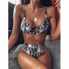 Women's Leopard and Snake Print High Waist Bikini Set