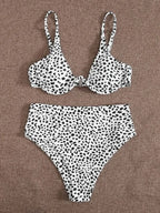 Women's Leopard Print Cut Out Underwire High Waist Bikini