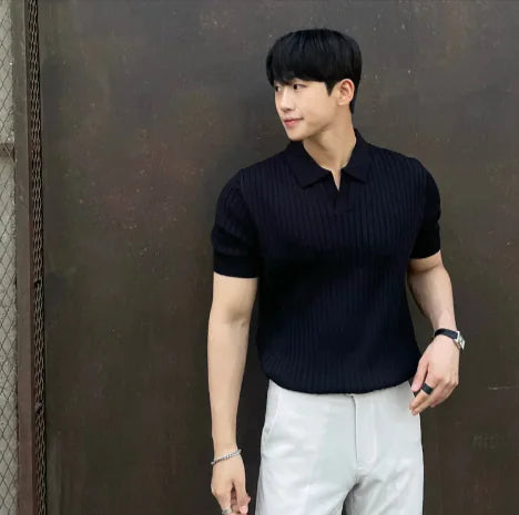 Men's Trendy Knitted T-Shirt – Stylish Brand Lead Design