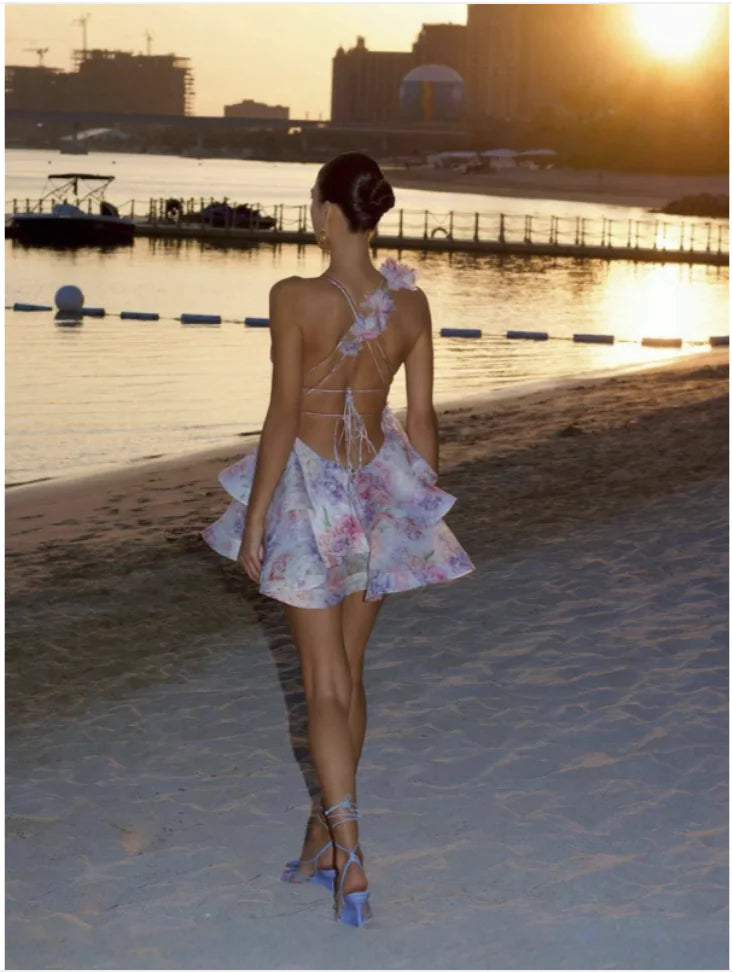 Women's Floral Halter Jumpsuit Dress