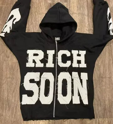 Letter Embroidered Oversized Hoodie Men