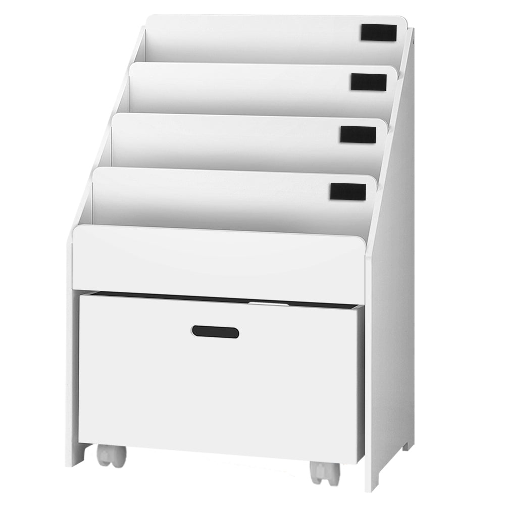 Keezi 4 Tiers Kids Bookshelf Storage Organiser Children Bookcase Drawers Display Main image