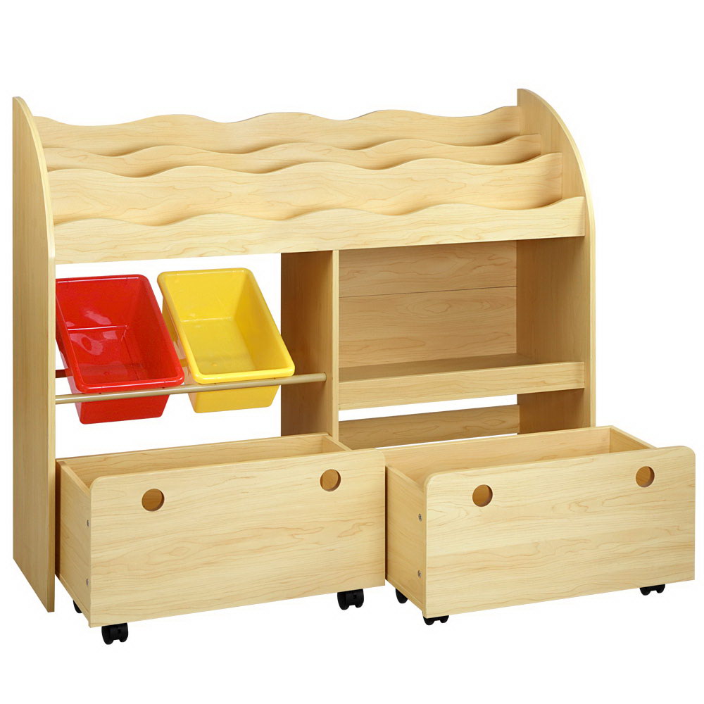 Keezi 3 Tiers Kids Bookshelf Storage Children Bookcase Toy Box Organiser Display Main image