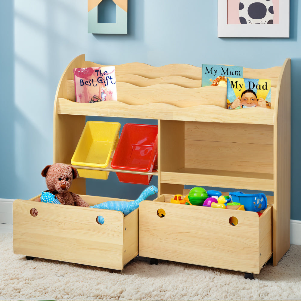 Keezi 3 Tiers Kids Bookshelf Storage Children Bookcase Toy Box Organiser Display Secondary image