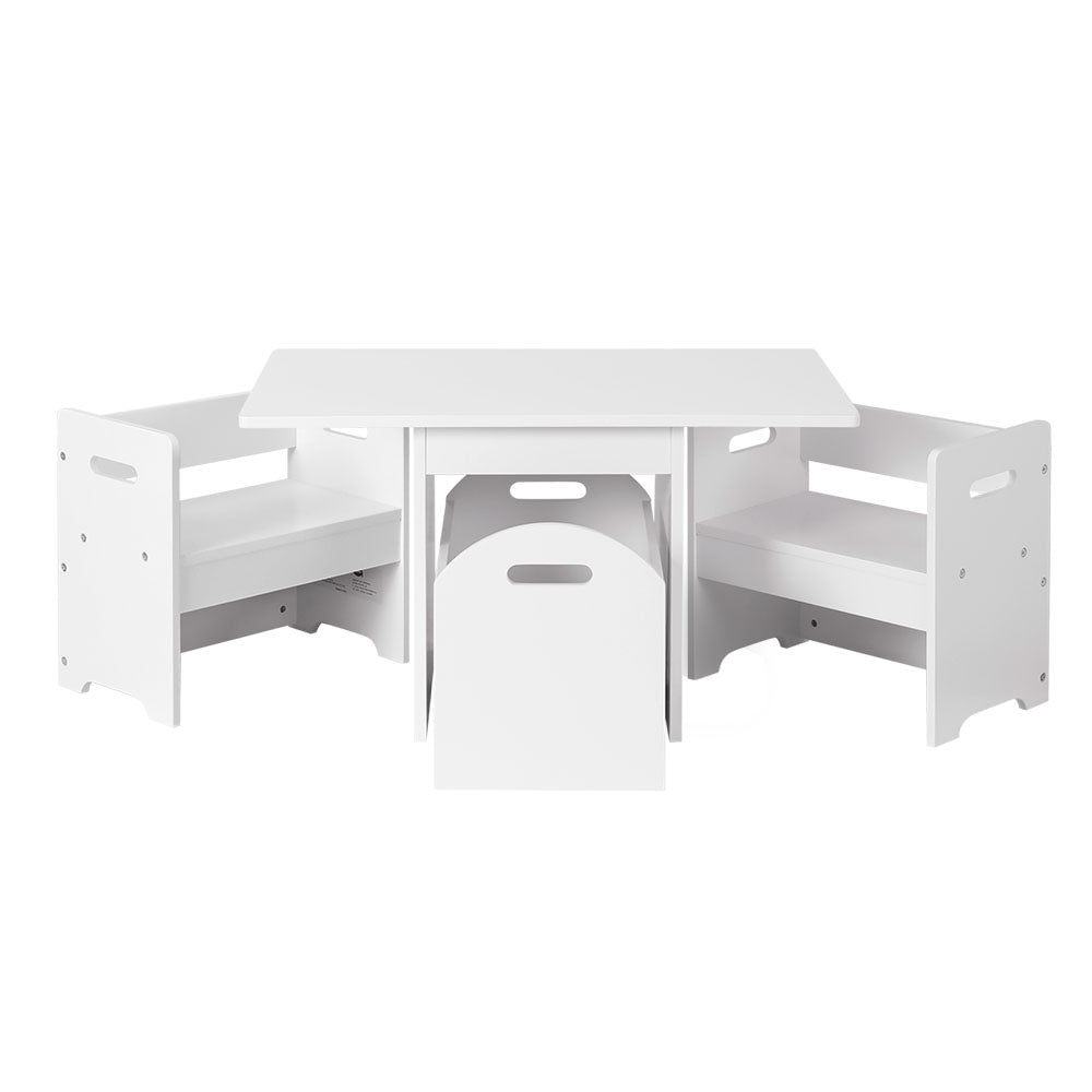 Keezi 3PCS Kids Table and Chairs Set Storage Toys Play Activity Desk Main image