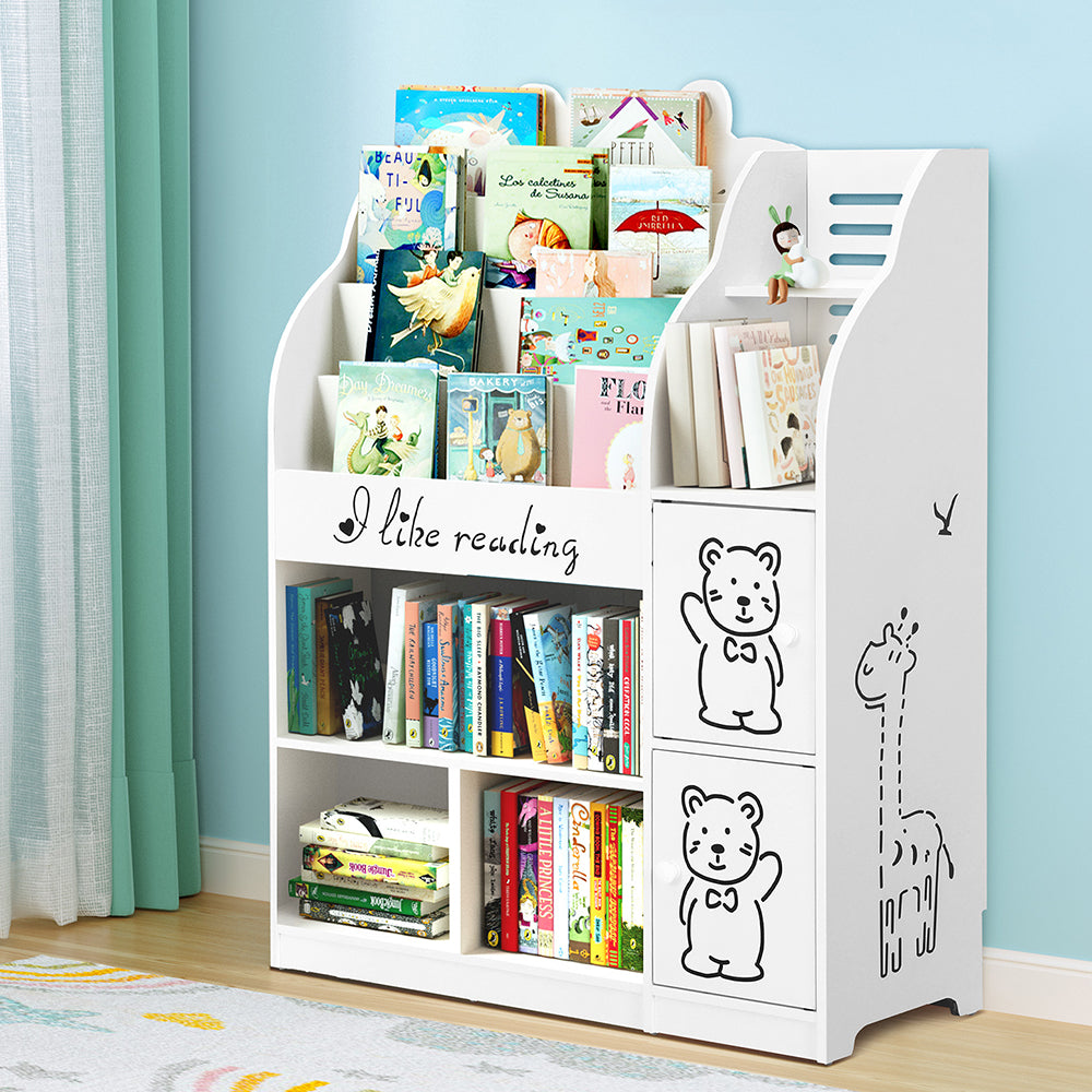 Keezi 4 Tiers Kids Bookshelf Storage Children Bookcase Toy Organiser Display Secondary image