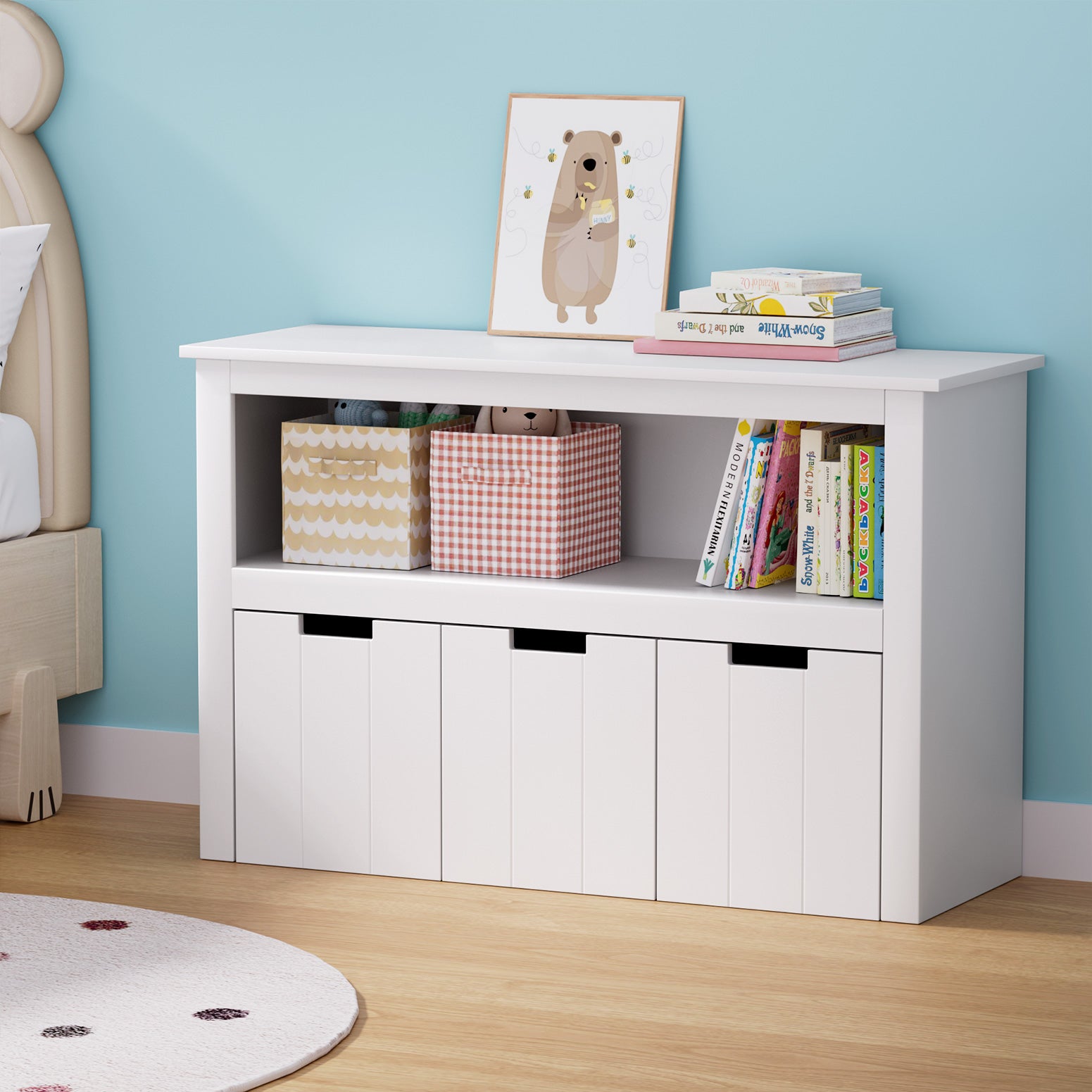 Keezi Kids Bookshelf 3 Drawers Storage Children Bookcase Toy Organiser Display Secondary image