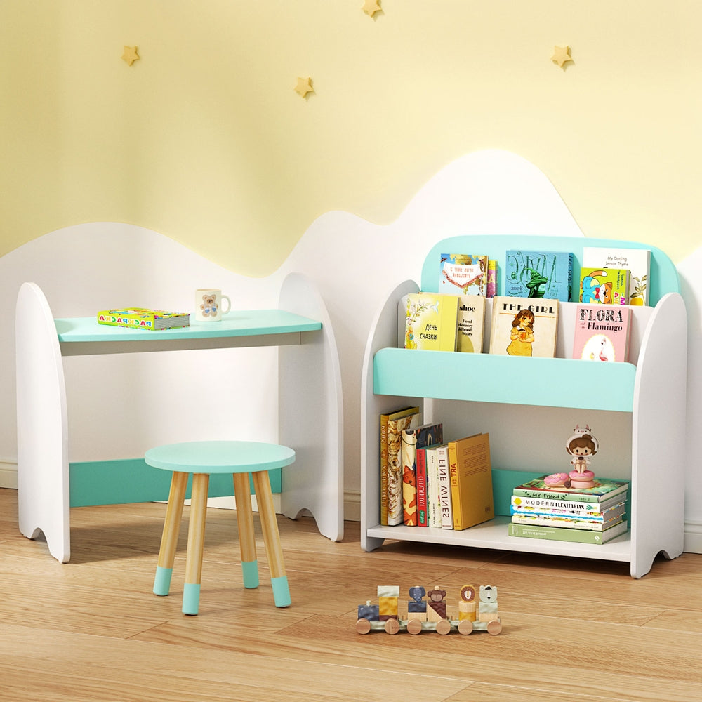 Keezi Kids Bookshelf 2 In 1 Table Chair Set Bookcase Toys Shelves Children Organiser Secondary image