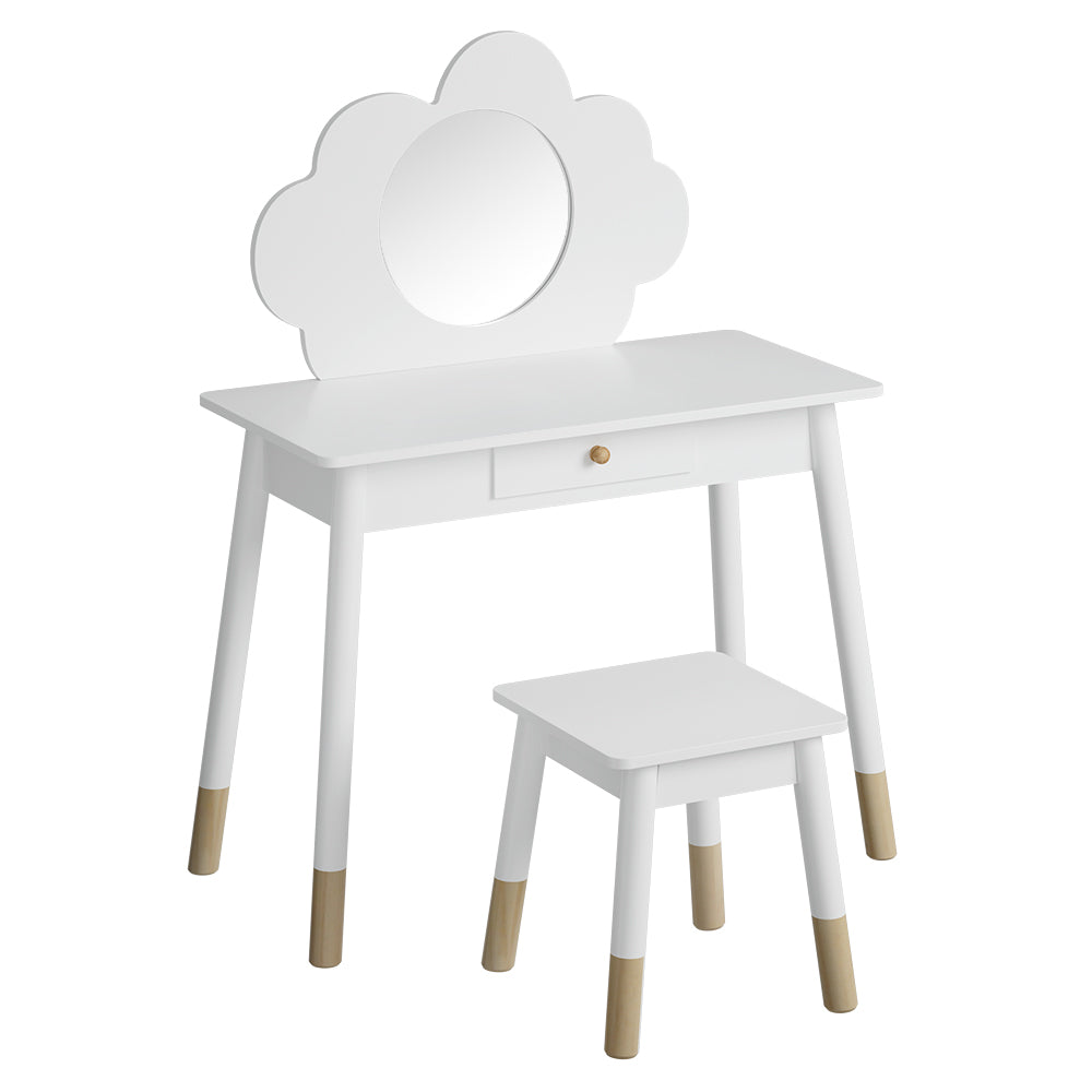 Keezi Kids Dressing Table Chair Set Vanity Makeup Wooden Leg Mirror Drawer Main image