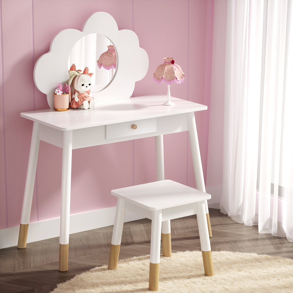 Keezi Kids Dressing Table Chair Set Vanity Makeup Wooden Leg Mirror Drawer Secondary image