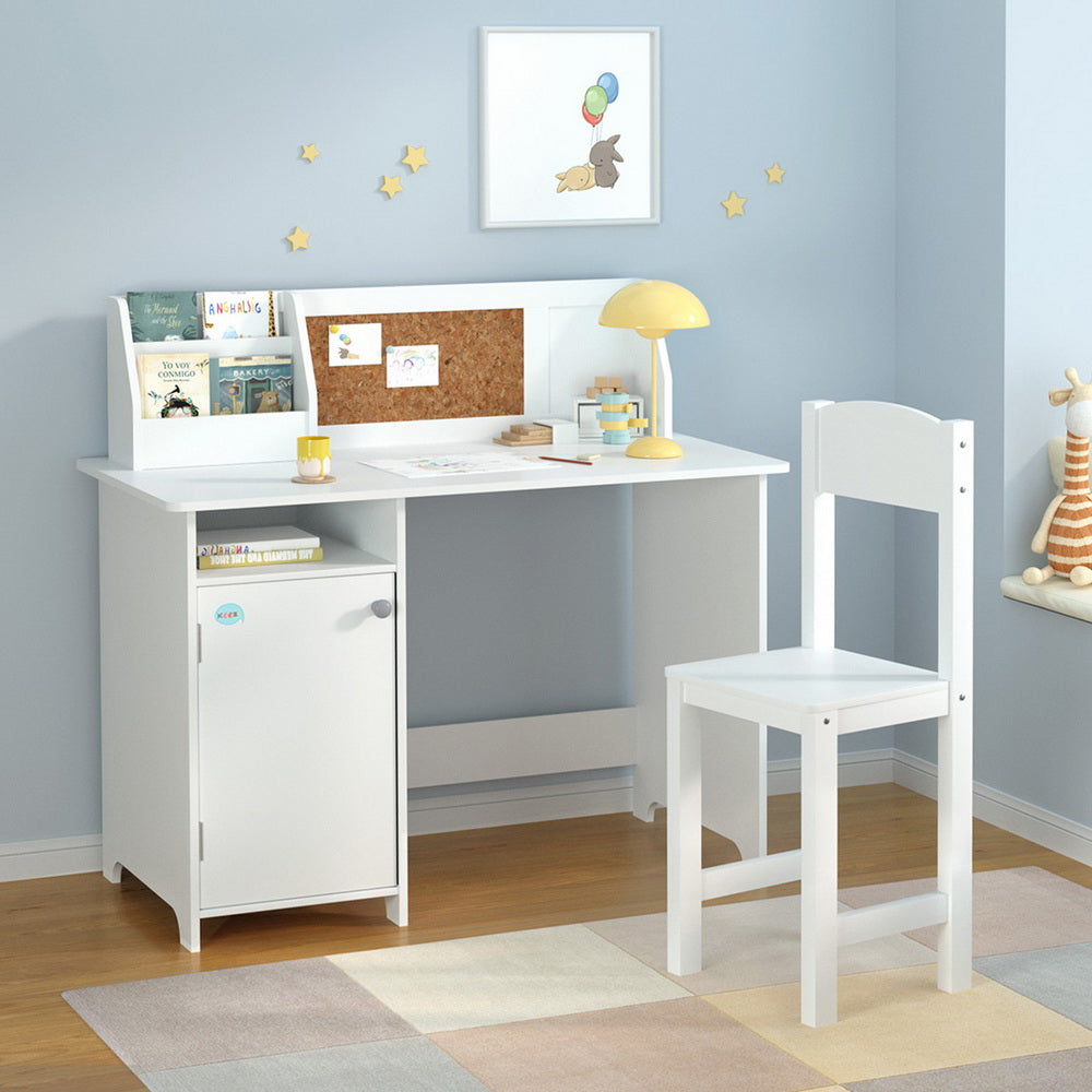 Keezi Kids Table and Chair Set Children Study Play Toys Desk w/ Cabinet Storage Secondary image