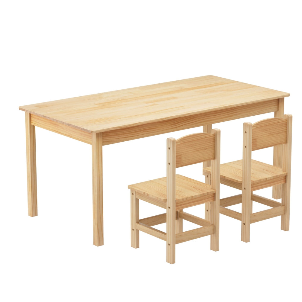 1 Keezi Kids Table and 2 Chairs Set Pinewood Main image