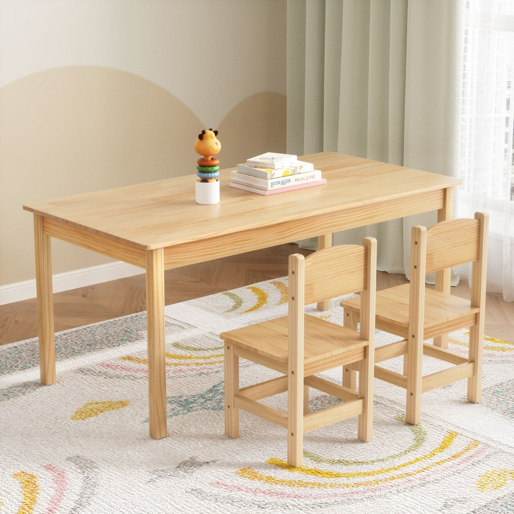 1 Keezi Kids Table and 2 Chairs Set Pinewood Secondary image