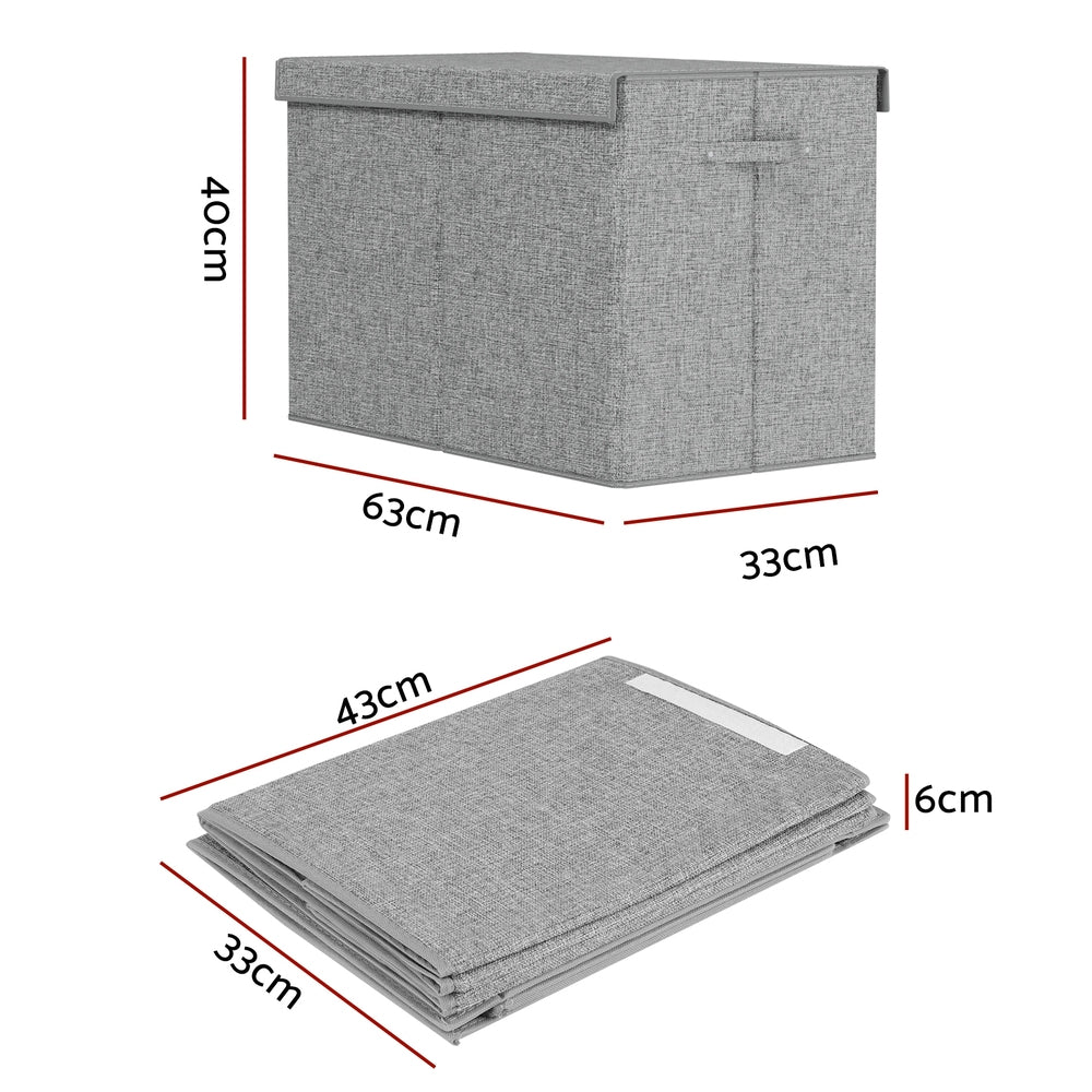 Keezi Large Toy Box Chest Storage with Flip-Top Lid Foldable Organizer Bins Grey Secondary image