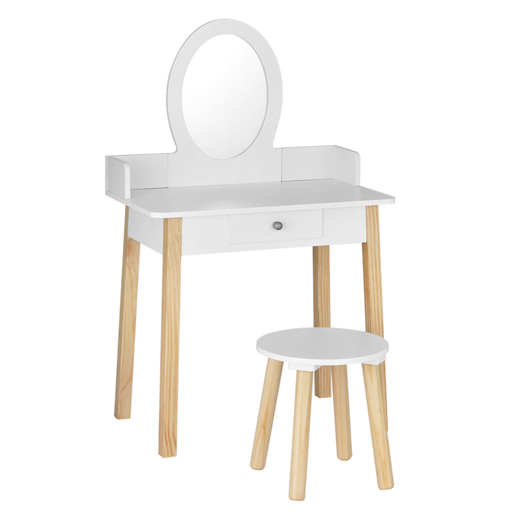 Keezi Kids Dressing Table Chair Set Wooden Leg Vanity Makeup Drawer Mirror Main image