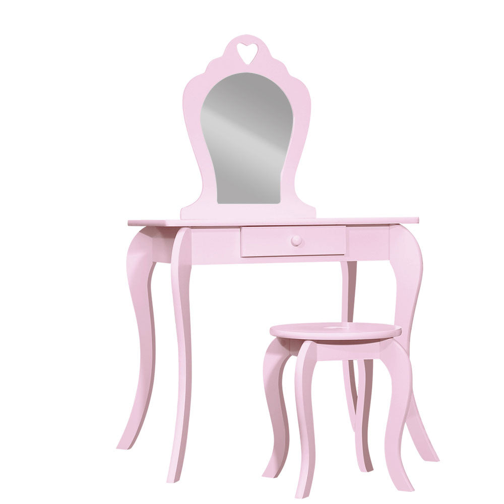 Keezi Kids Dressing Table Stool Set Vanity Mirror Princess Children Makeup Pink Main image