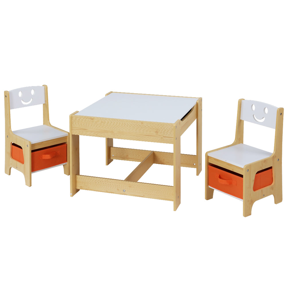 Keezi 3PCS Kids Table and Chairs Set Activity Desk Chalkboard Toys Storage Box Main image