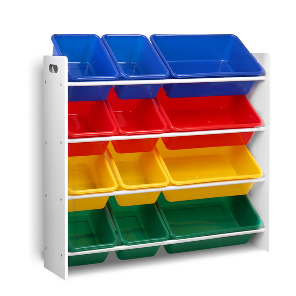 Keezi Kids Toy Box 12 Bins Bookshelf Organiser Children Storage Rack Main image