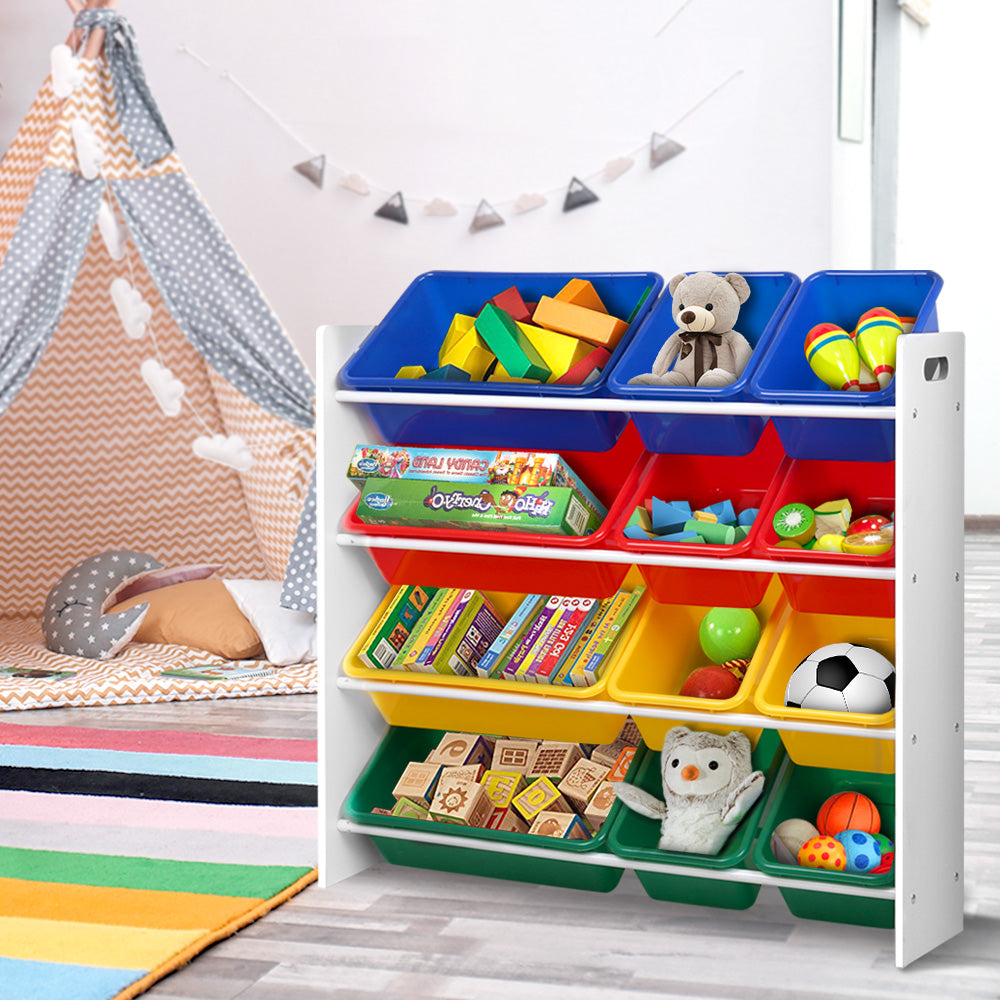 Keezi Kids Toy Box 12 Bins Bookshelf Organiser Children Storage Rack Secondary image