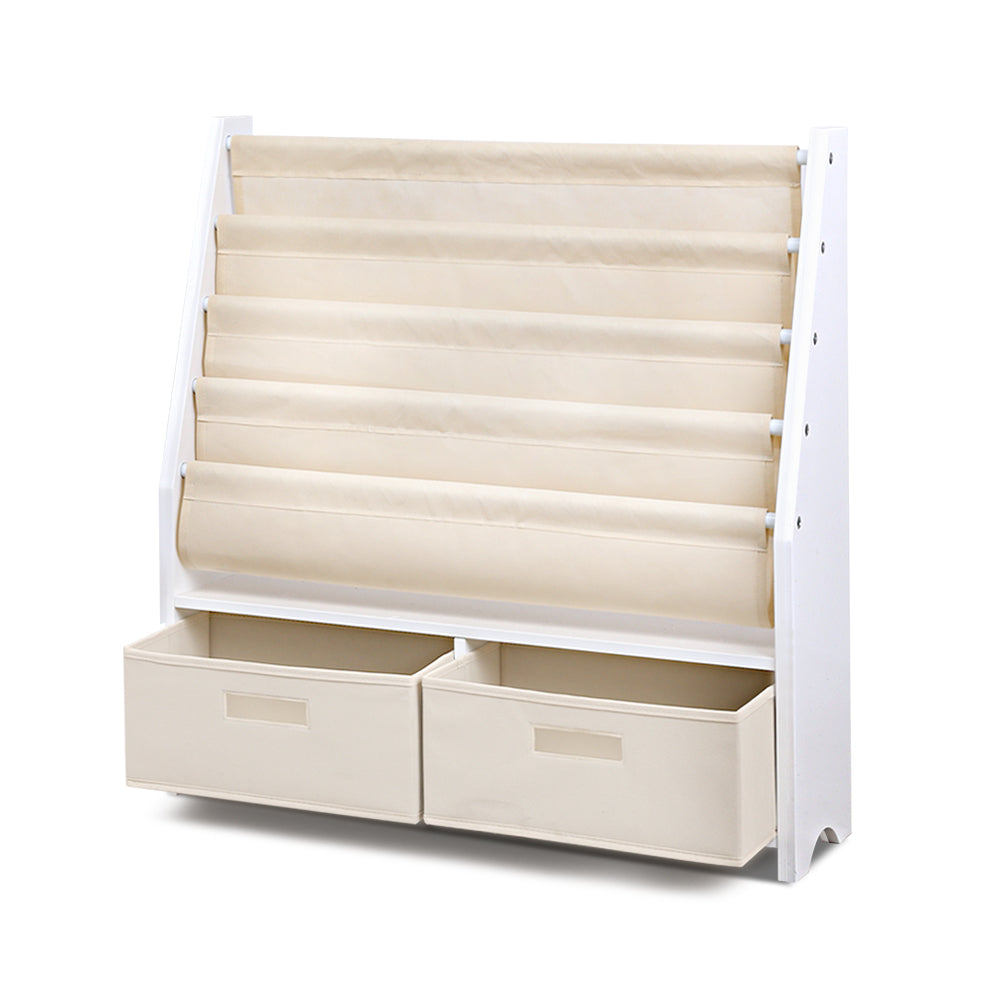 Keezi 4 Tiers Kids Bookshelf Magazine Rack Children Bookcase Organiser Drawer Main image