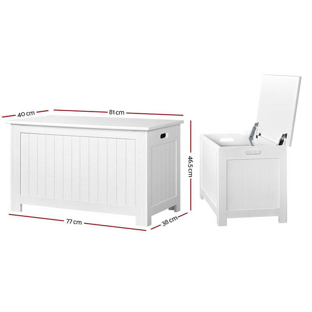 Keezi Kids Toy Box Chest Storage Blanket Children Clothes Room Organiser White Secondary image