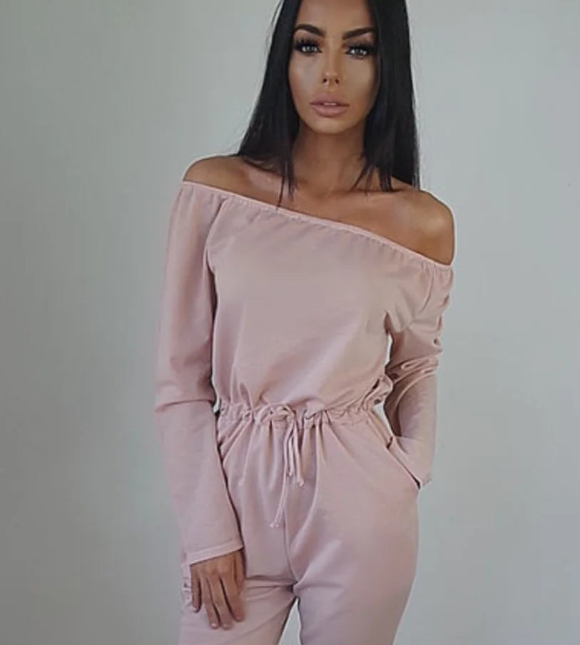 Women's Off Shoulder Ripped Jumpsuit