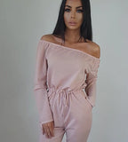 Women's Off Shoulder Ripped Jumpsuit
