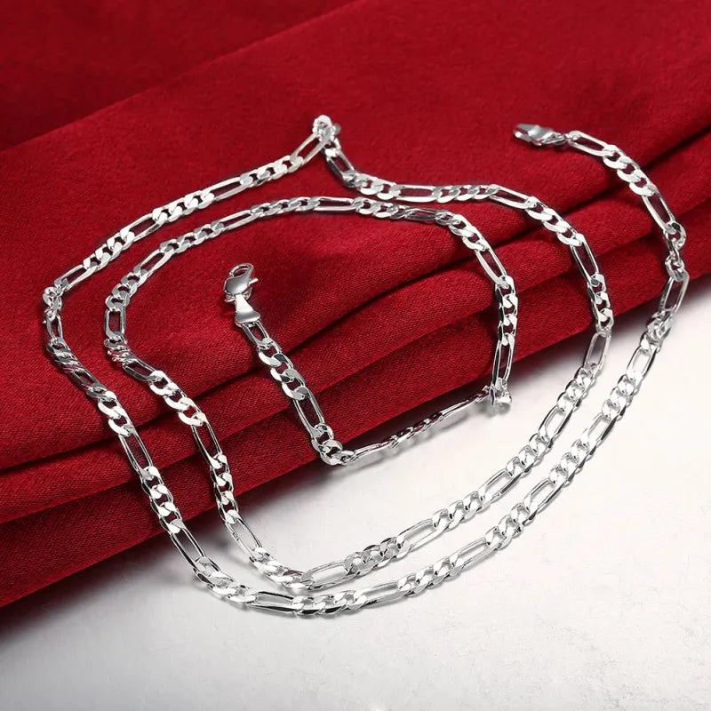 Figaro Chain Bracelet & Necklace Set 4mm