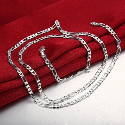 Figaro Chain Bracelet & Necklace Set 4mm