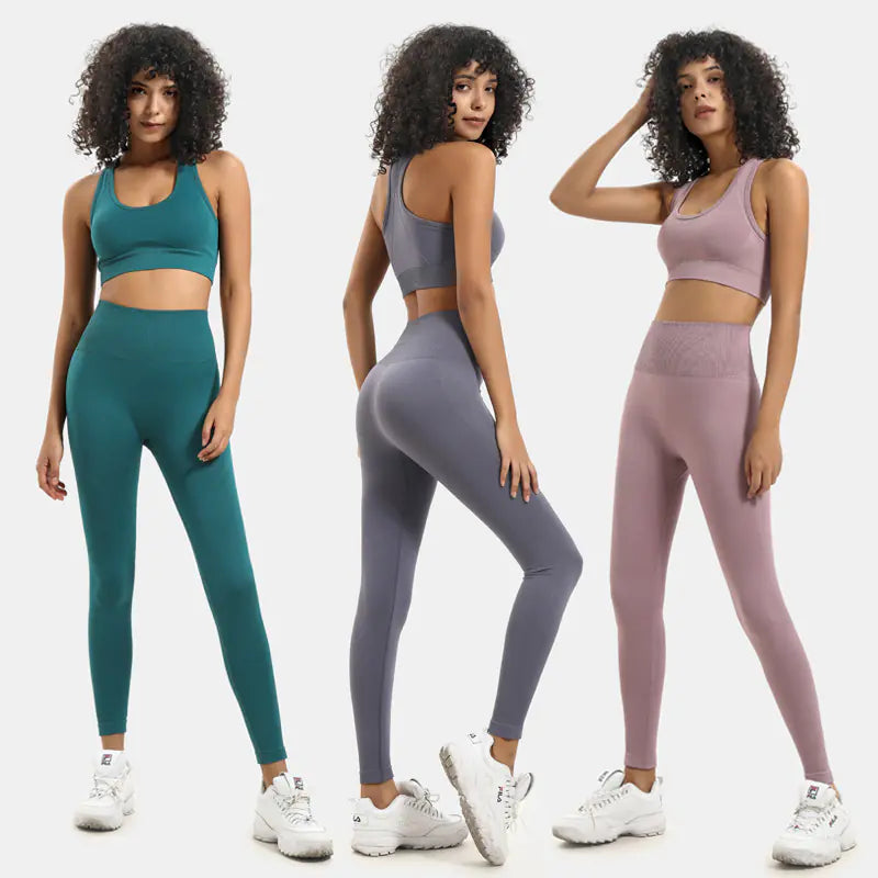 Women's Seamless Knit Yoga Set Activewear Outfit