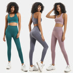 Women's Seamless Knit Yoga Set Activewear Outfit