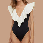 Women's V Neck Flying Edge Bikini Swimsuit