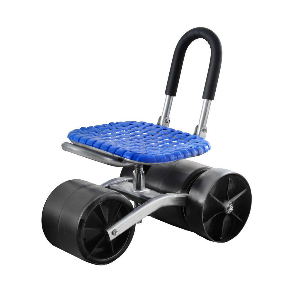 Gardeon Garden Stool Seat Foldable with Wheels Blue Main image