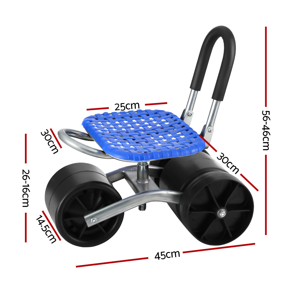 Gardeon Garden Stool Seat Foldable with Wheels Blue Secondary image