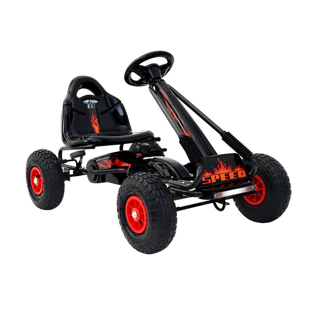 Rigo Kids Pedal Go Kart Ride On Toys Racing Car Rubber Tyre Black Main image
