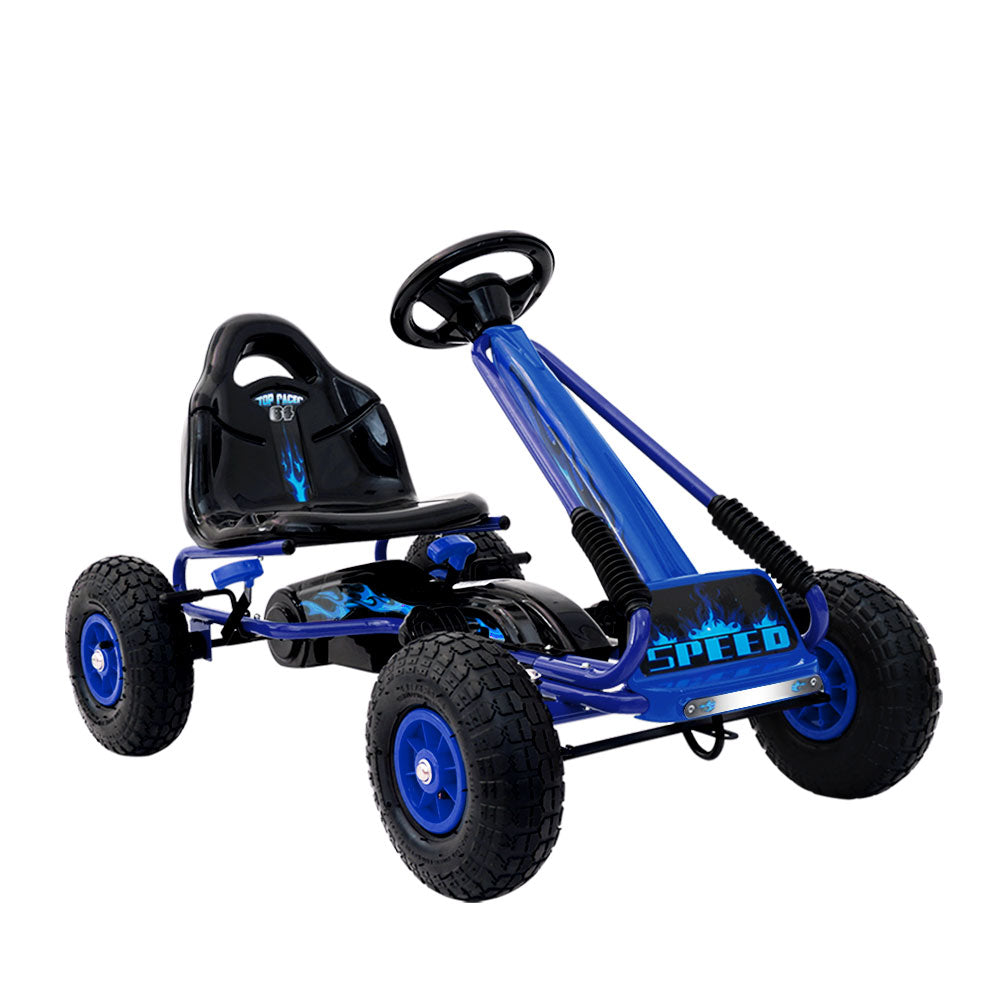 Rigo Kids Pedal Go Kart Ride On Toys Racing Car Rubber Tyre Blue Main image