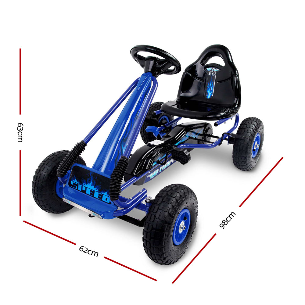 Rigo Kids Pedal Go Kart Ride On Toys Racing Car Rubber Tyre Blue Secondary image