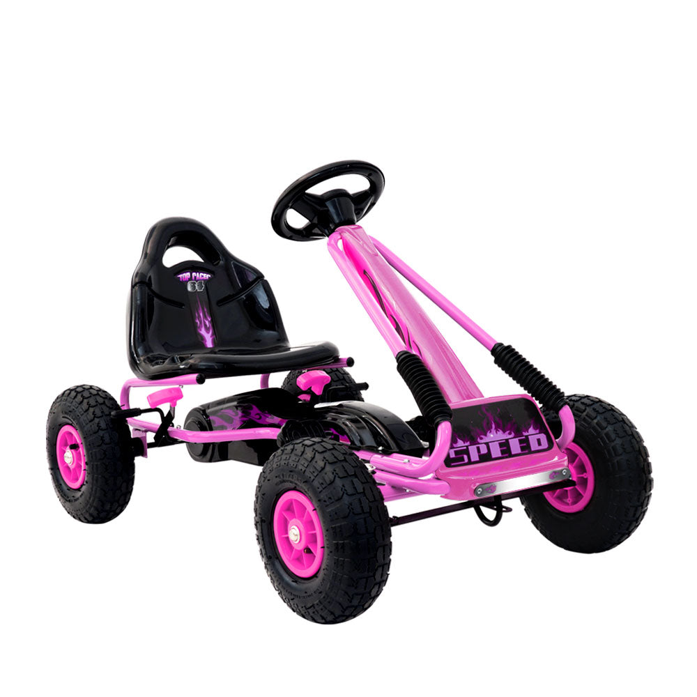 Rigo Kids Pedal Go Kart Ride On Toys Racing Car Rubber Tyre Pink Main image