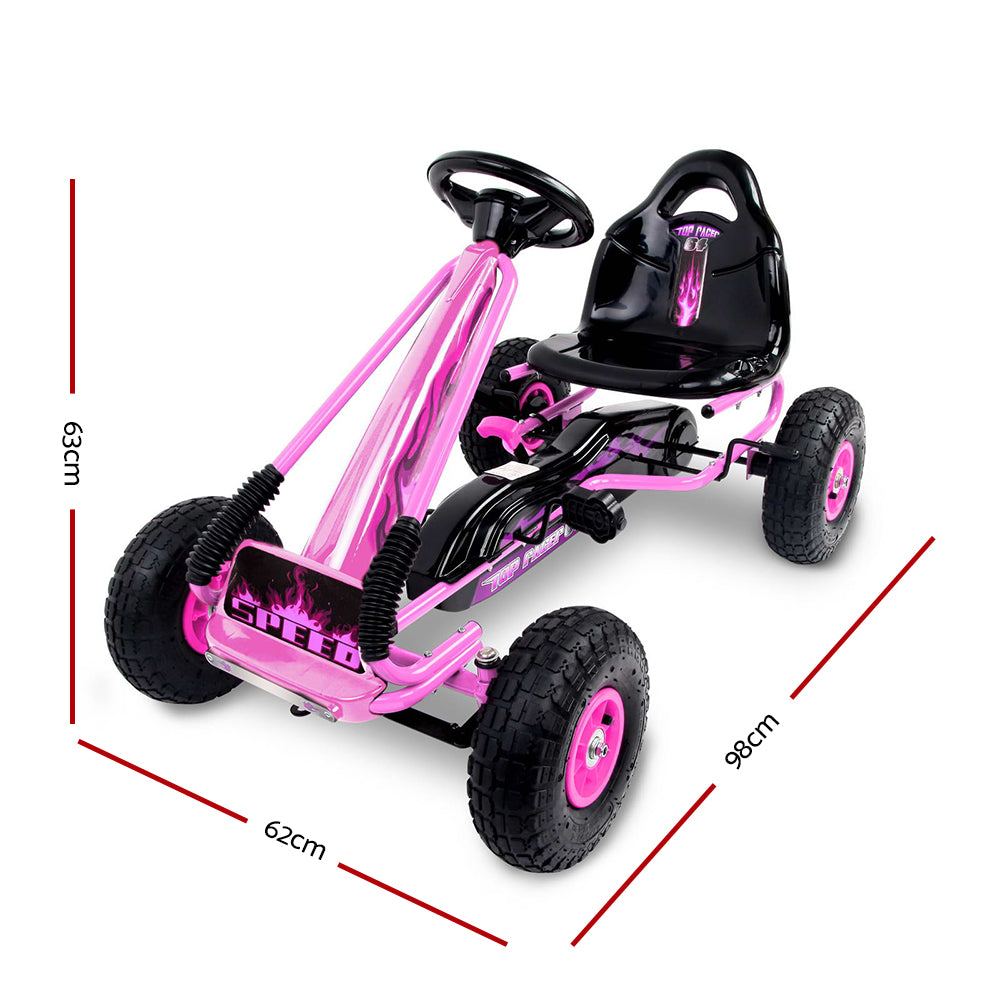 Rigo Kids Pedal Go Kart Ride On Toys Racing Car Rubber Tyre Pink Secondary image