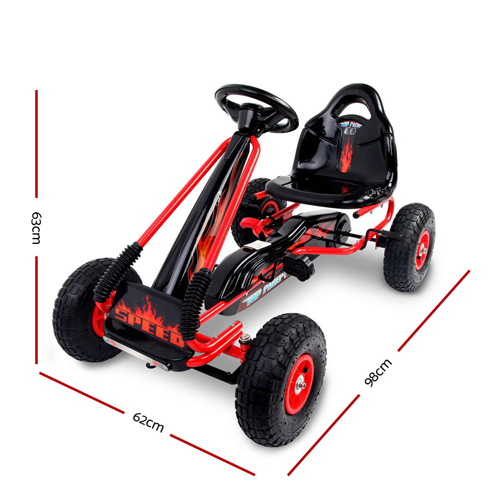 Rigo Kids Pedal Go Kart Ride On Toys Racing Car Rubber Tyre Red Secondary image