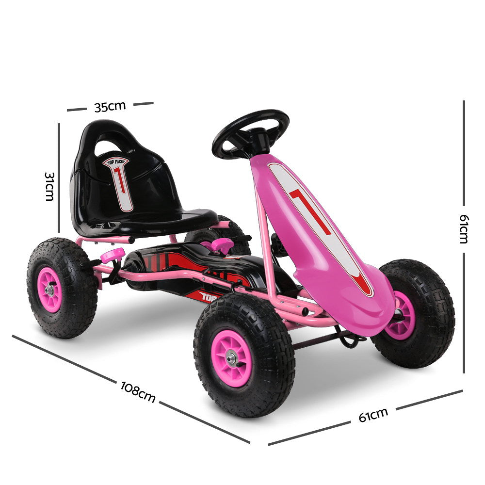 Rigo Kids Pedal Go Kart Ride On Toys Racing Car Adjustable Seat Pink Secondary image
