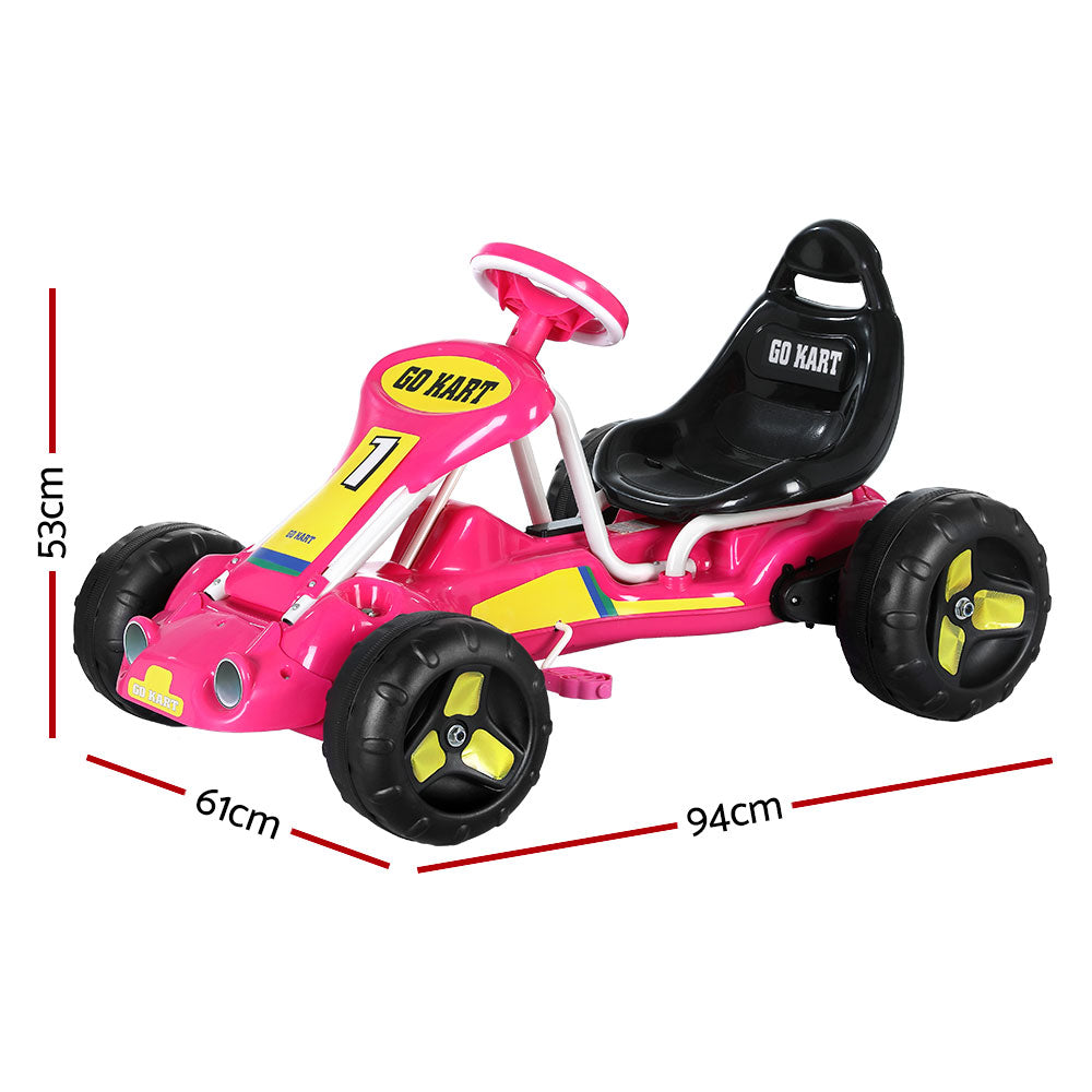 Rigo Kids Pedal Go Kart Ride On Toys Racing Car Plastic Tyre Pink Secondary image