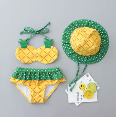Kids Fruit Print Bikini Set For Girls