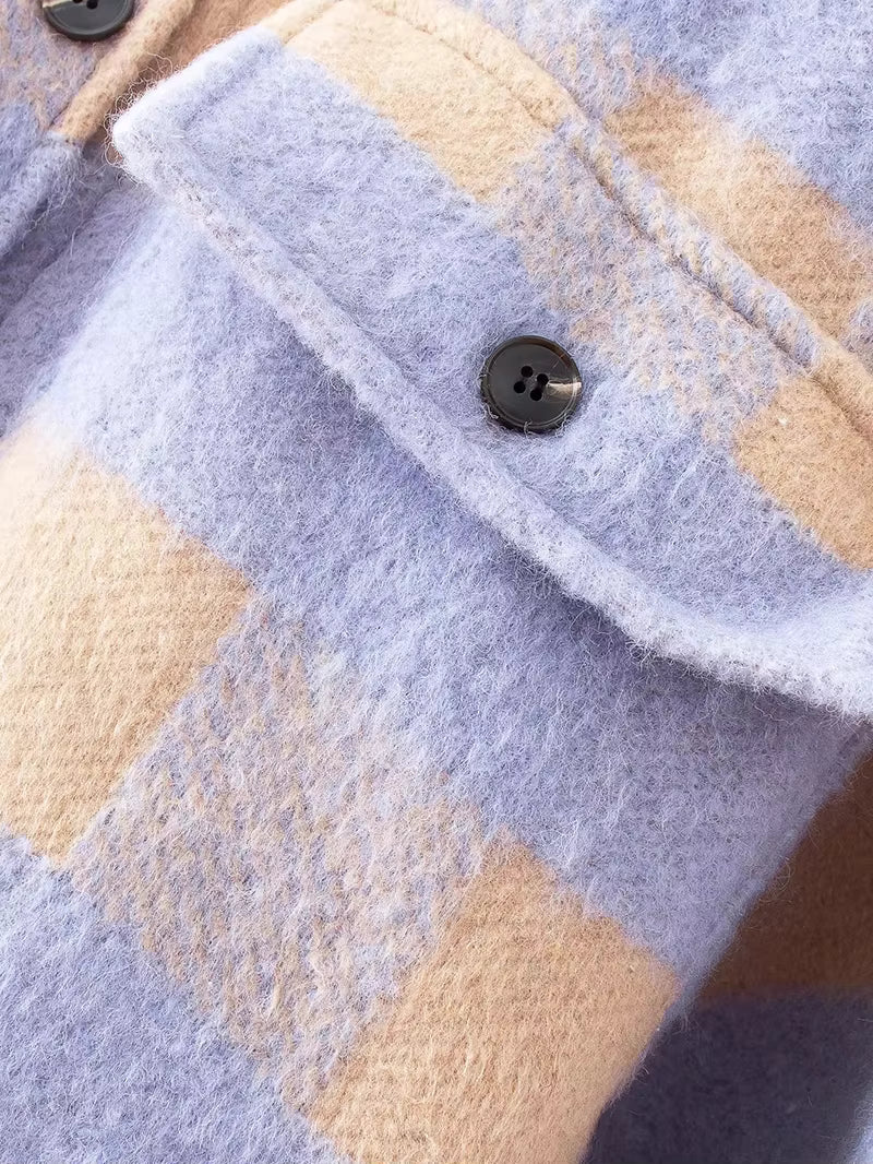Women's Oversized Plaid Woolen Shirt Women's Shirt Unbranded