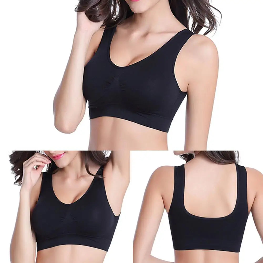 Women Yoga Underwear V-Neck Stretch Wire Free Bra Yoga Sports Crop Top