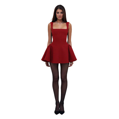 Women's Square Neck Slim Fit Vest Dress