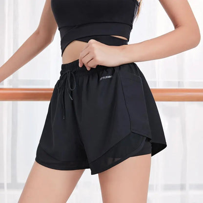 Vansydical Mesh Yoga Gym Running Quick Dry Shorts