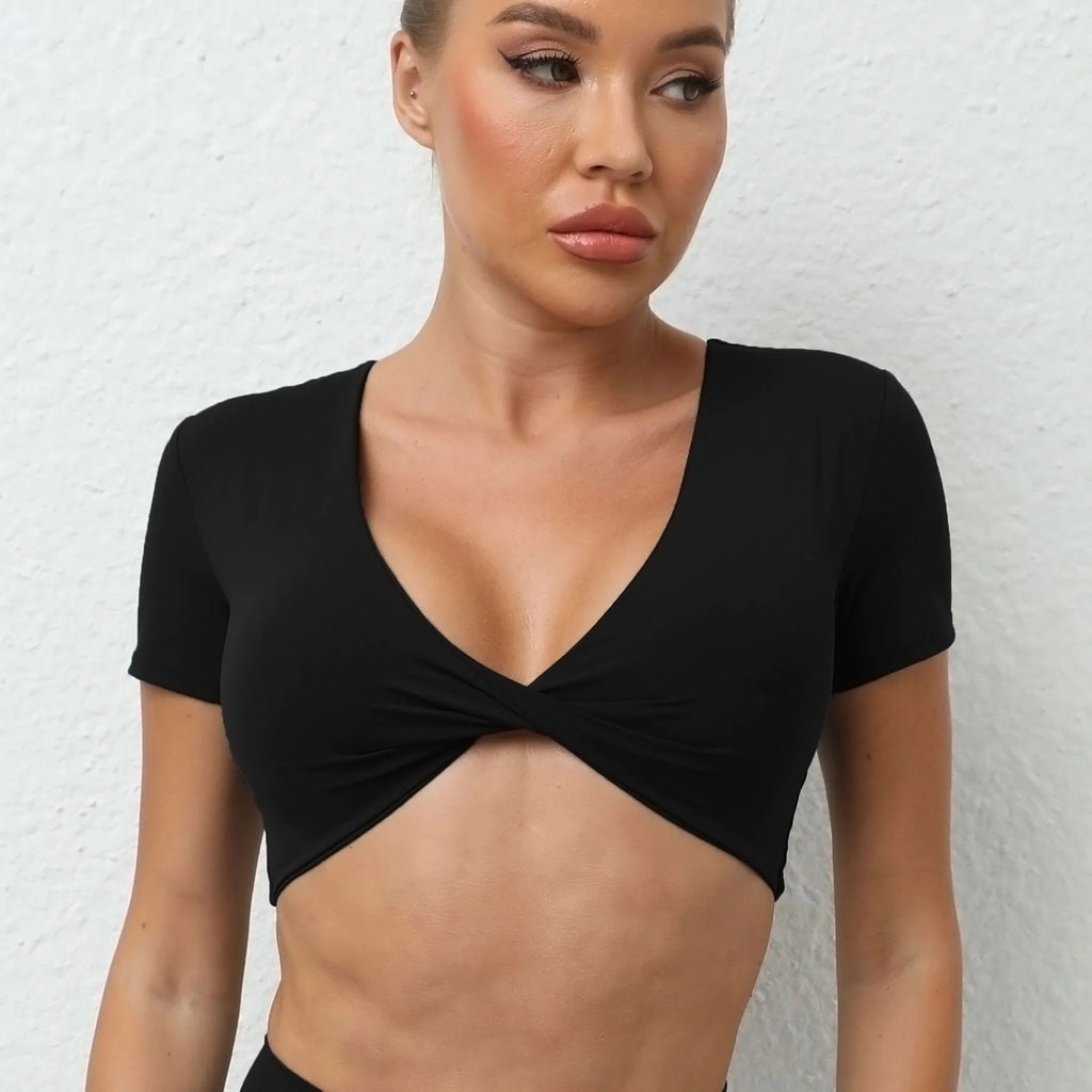Women's Slim Fit V Neck Yoga Tee Stylish & Sporty Activewear