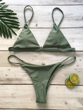 Women's Solid Color Triangle Bikini