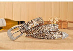 Rhinestone Leopard Print Wide Waist Belt Men's Belt Unbranded